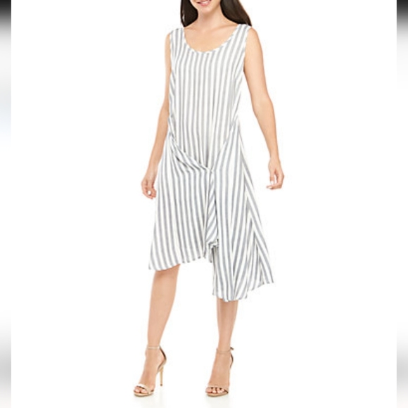 MSK Dresses & Skirts - NWT MSK Sleeveless Challis Stripe Dress Gray White Size M